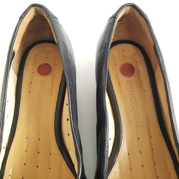 Clarks Unstructured Pumps Peep Toe Low Heels - Picture 8 of 12